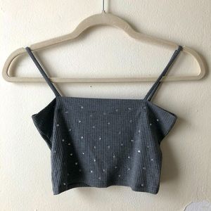 ribbed crop top tank with rhinestones ✨